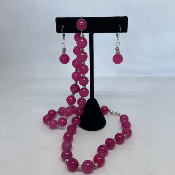 Stunning magenta Jadite and sterling set